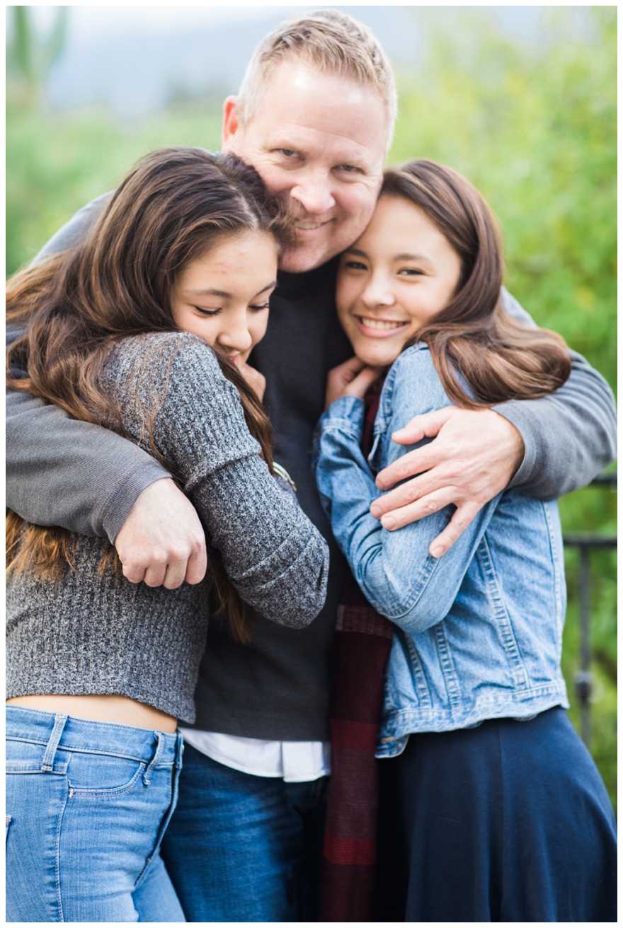 Dad hugging Teenagers in Almaden Valley