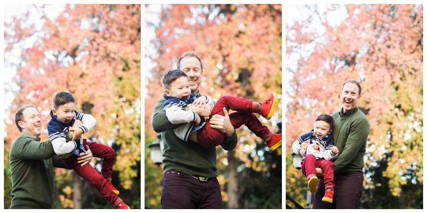 Pictures of dad and toddler in the Fall