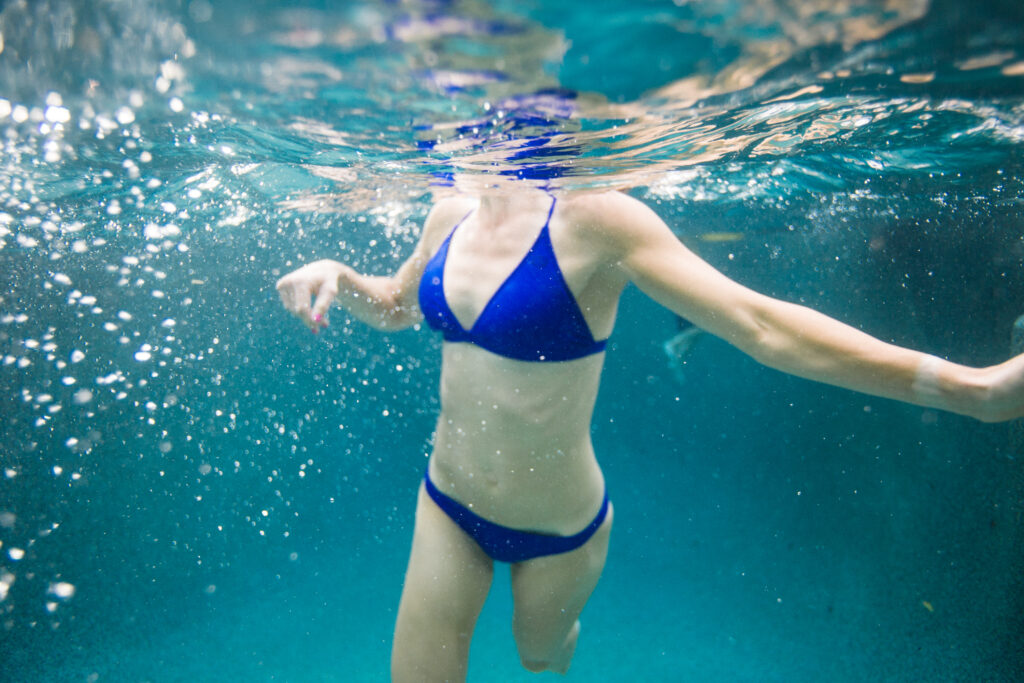 Underwater Photo of Woman with Blue Bikini