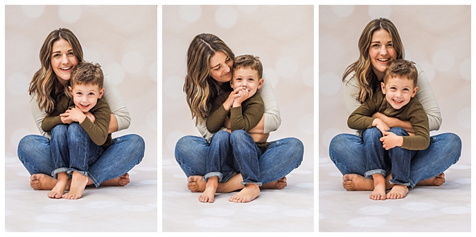 Sequence of mom and son pictures